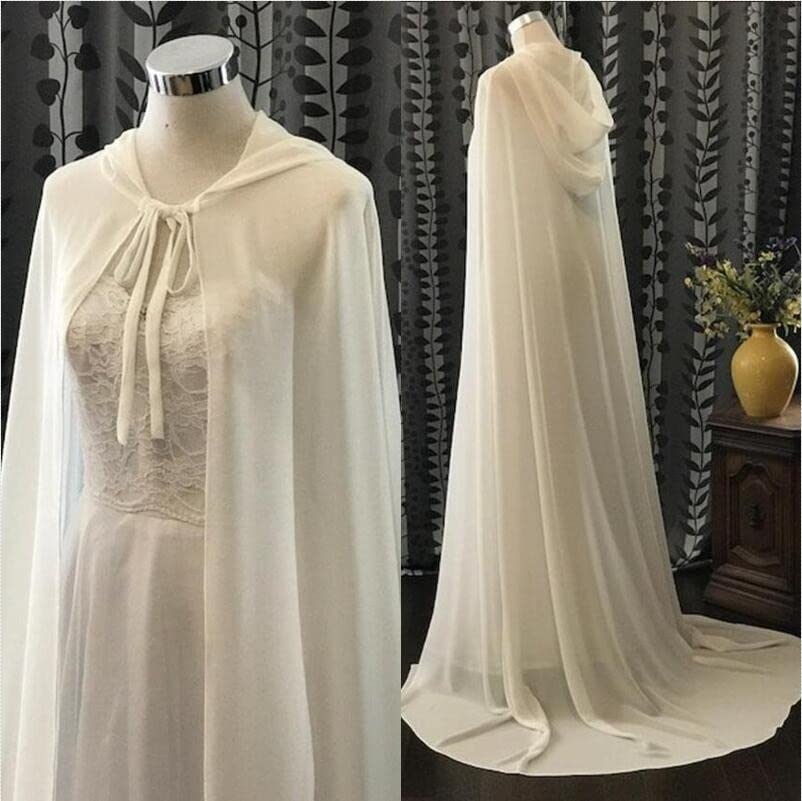 Cape de mariée médiévale rouge en mousseline pour fête et Halloween