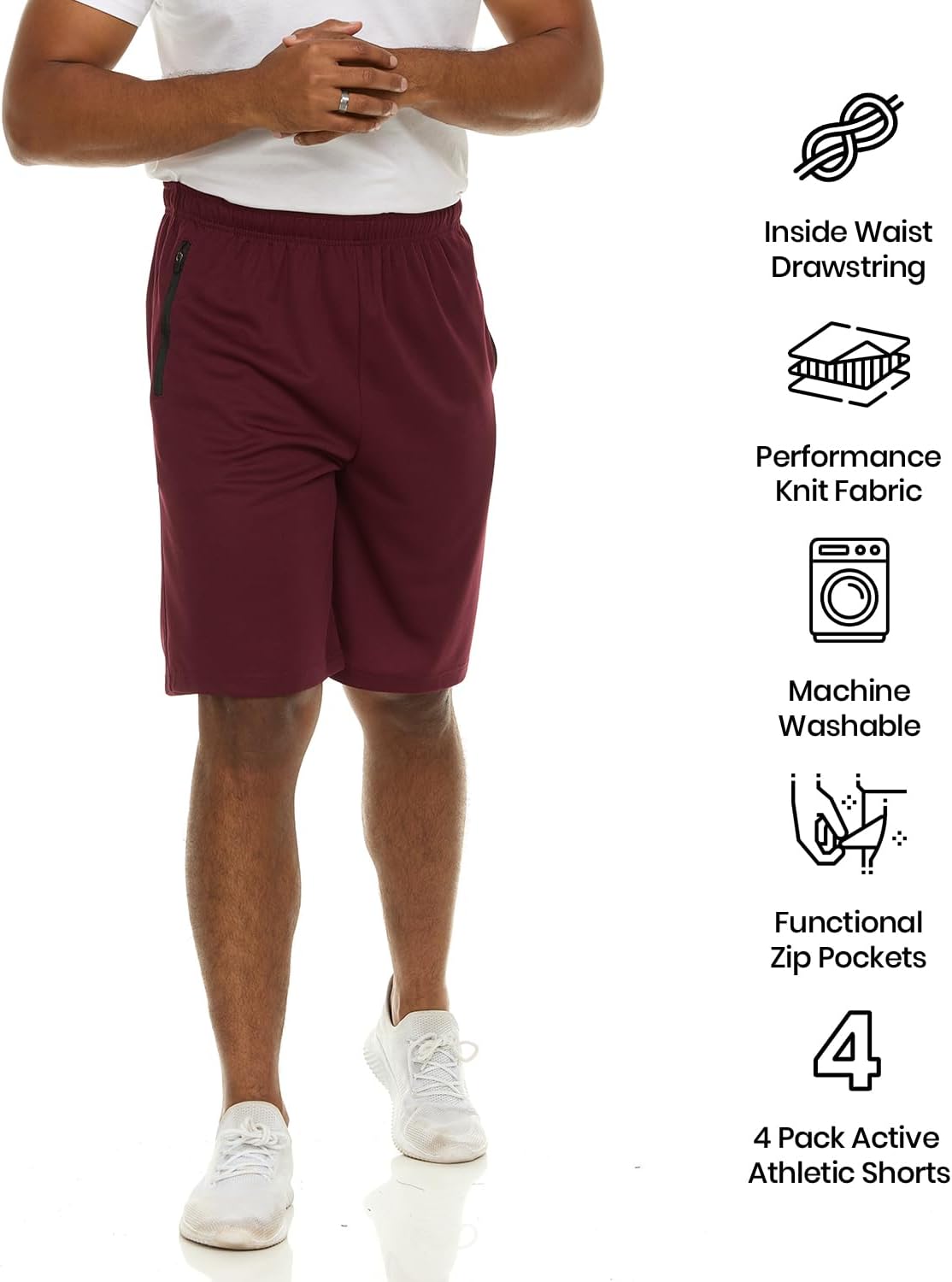 Essential Elements Men’s Athletic Shorts 4 Pack – Quick-Dry Moisture Wicking Basketball, Gym & Workout Shorts with Pockets - Image 5