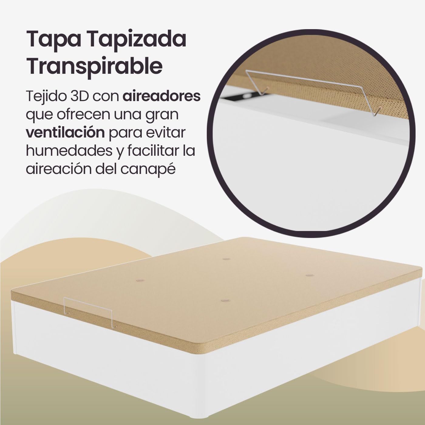 Homey - Canapé Abatible de Madera Súper Reforzado con Gran Capacidad, Esquinas Redondeadas, 135 x 190, Blanco