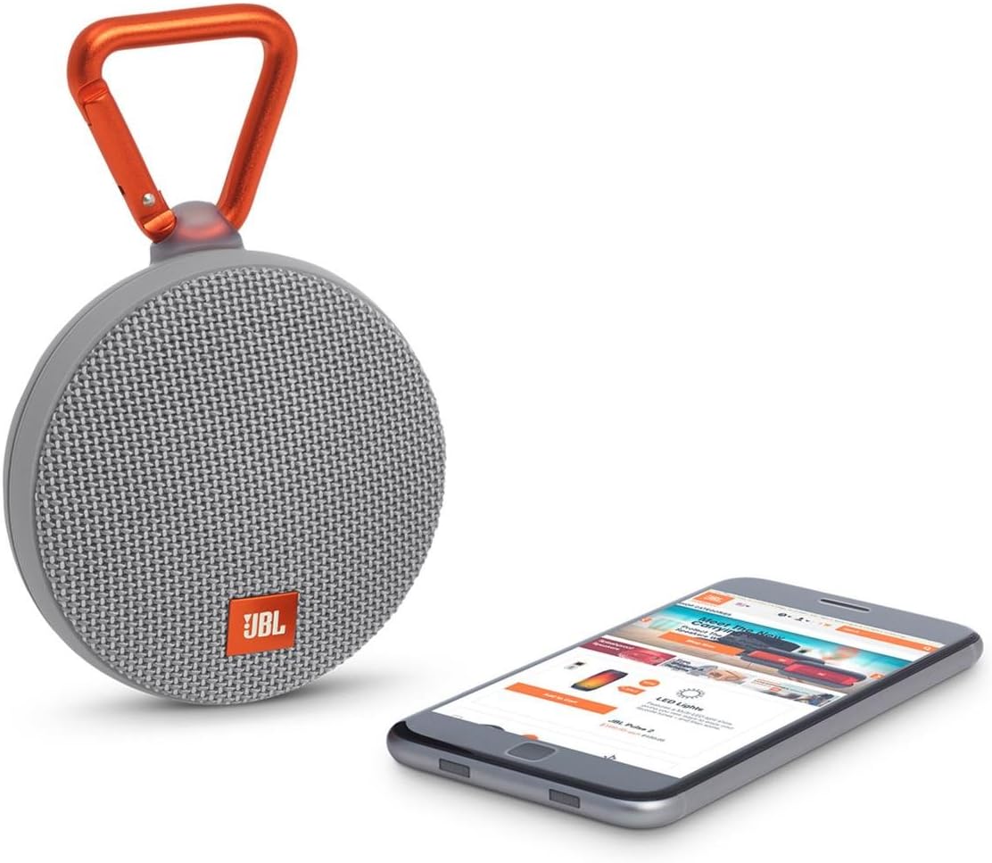JBL Clip 2 Waterproof Portable Bluetooth Speaker - Grey