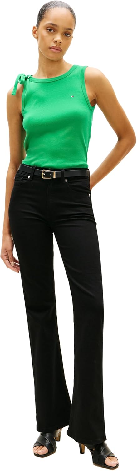 Tommy Hilfiger Women's Sleeveless Cotton Crew Neck Tank Top with Bow Detail