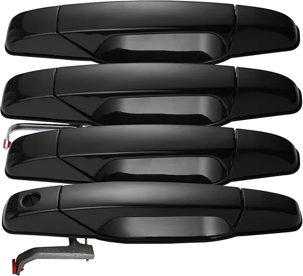 4-Piece Black Front Rear Driver Passenger Side Exterior Door Handle for 2007-2013 Chevy Chevrolet Silverado Suburban Tahoe Avalanche, GMC Sierra Yukon, Cadillac Escalade 20828237 20828258 22738721