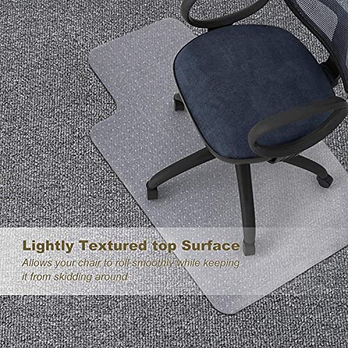 Kuyal Office Chair Mat For Carpets,Transparent Thick And Sturdy Highly Premium Quality Floor Mats For Low And No Pile Carpeted Floors, With Studs (36" X 48" With Lip) #TOP2