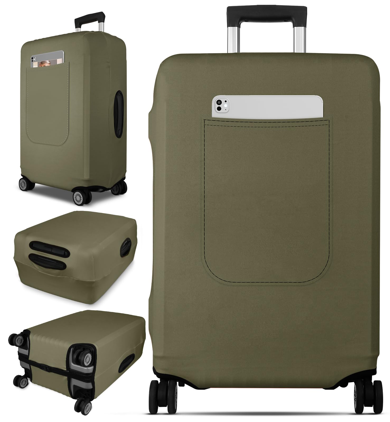 Slohif Luggage Cover for Suitcase Tsa Approved Protector - Luggage Sleeve Suit Case Cover Travel Stretch Large Baggage Case Protective Washable Fit 18-20 Inch Green