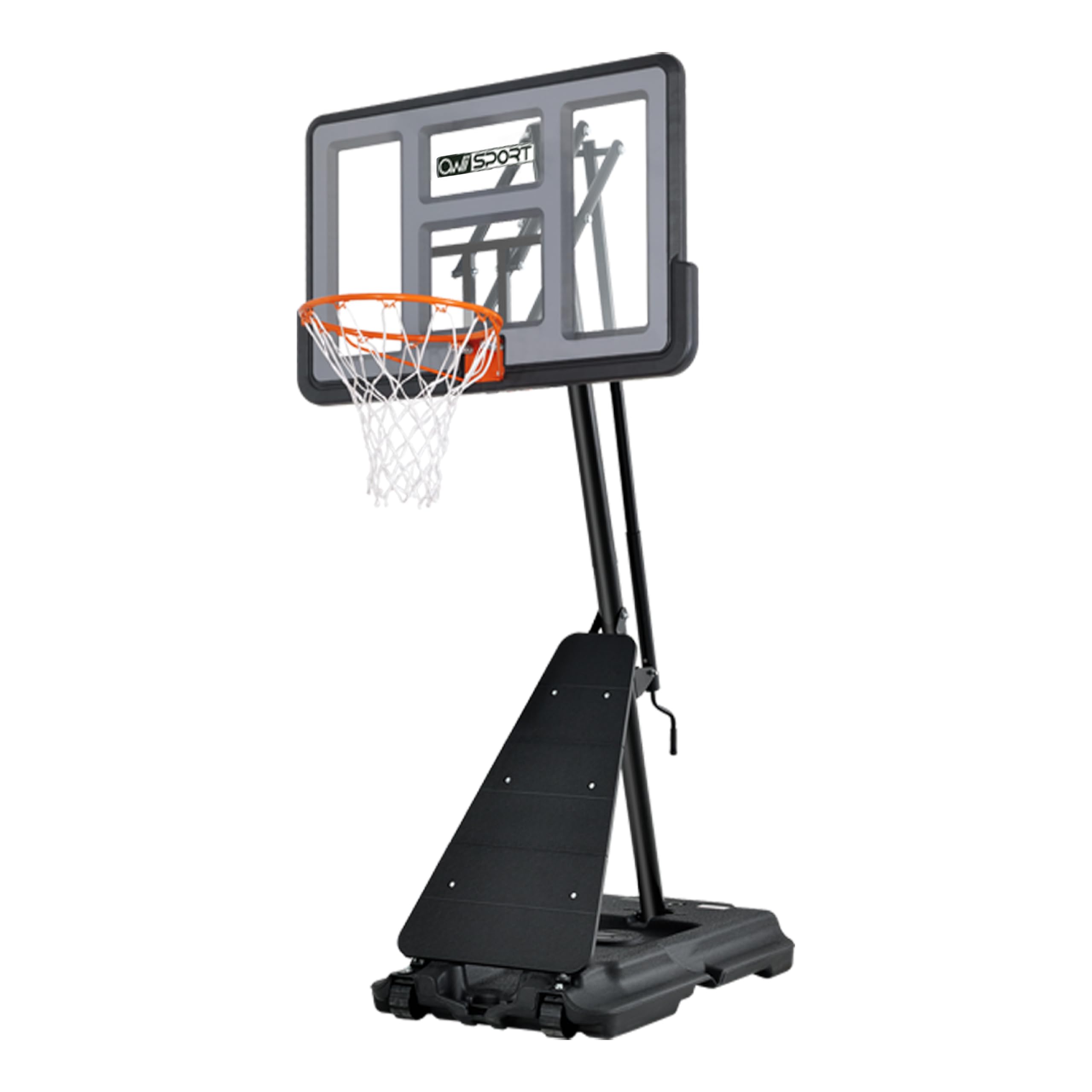 AWII SPORT Basketball Hoop Outdoor Protable 44Inch Impact Backboard, 5.3-10FT Height Adjustable Basketball Hoop Goal System with Portable Wheels for Adults