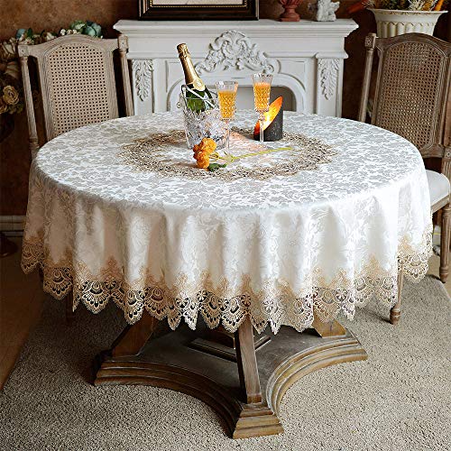 Artable Round Tablecloth Lace Rustic Macrame Embroidered Table Cloths For Harvest Dresser Decor Farmhouse Kitchen Home (Light Brown, 70" Round) #TOP1