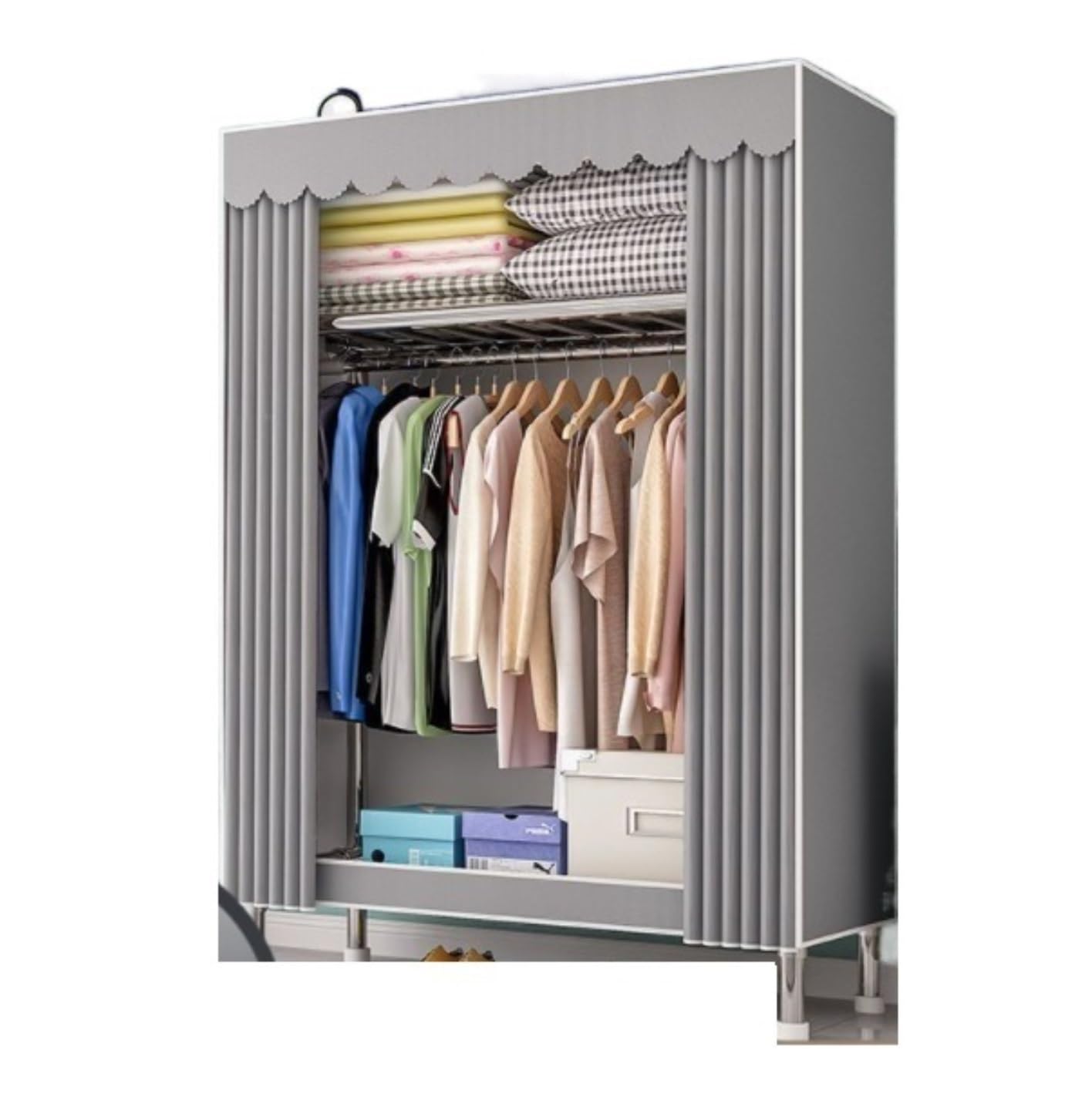 Wardrobe Closet Schrank Tragbarer Kleiderschrank, Freistehender Schrank-Organizer Mit Abdeckung Für Aufhängen Und Aufbewahren Closet Aufbewahrungsschrank(84 * 46 * 173cm)