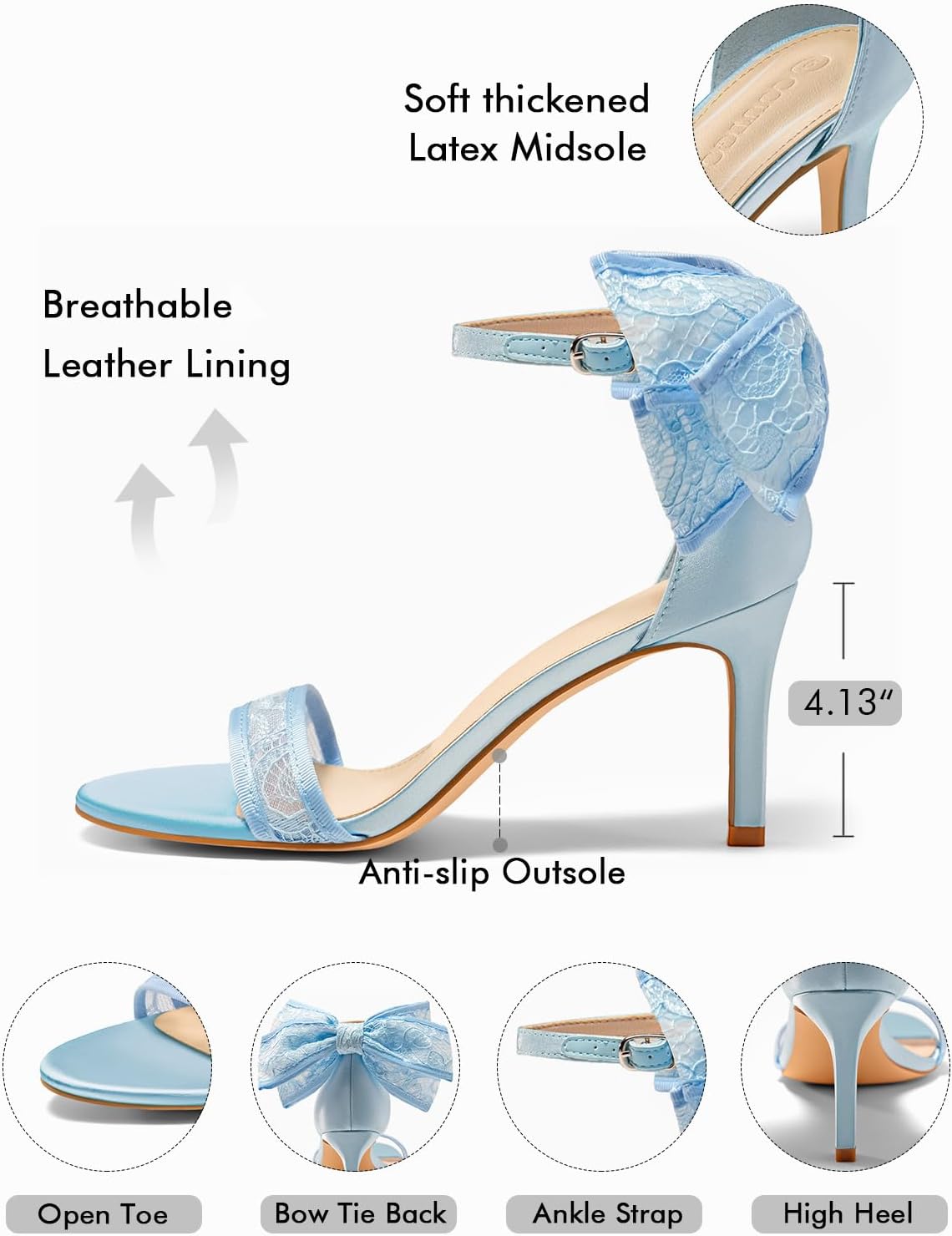 Coutgo Women's Open Toe Ankle Strap High Heel Sandals