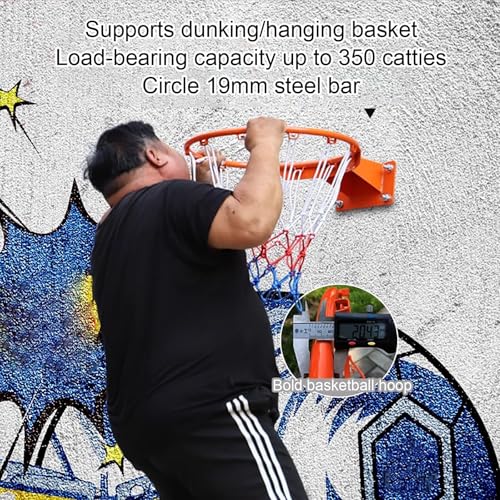 Canestro da basket da parete con ammortizzatore a doppia molla, facile installazione per giochi interni ed esterni
