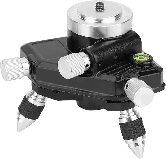 360 Degree Rotating Level Tripod Stand Heavy Duty Aluminum Alloy Adjustable Bracket with 1/4 Inch Thread for Construction Surveying and Professional Leveling Work Black SIL
