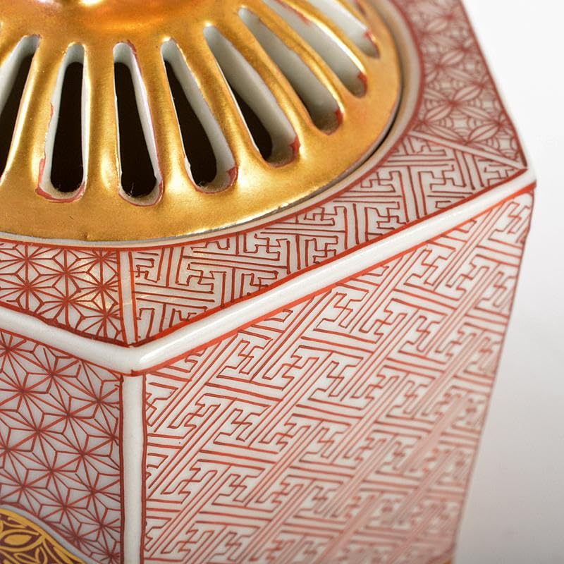 Amazon.co.jp: 茶道具 九谷焼 西野昭弘 昭月造 本金赤細書小紋 香炉 共  