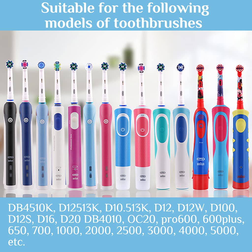 MAYCREATE® Replacement Brush Heads Compatible With Pack of 8 Generic Crossaction Electric Toothbrush Heads, For Oralb Braun Bases (8) (White for Oralb Braun Bases) - Image 6 thumbnail