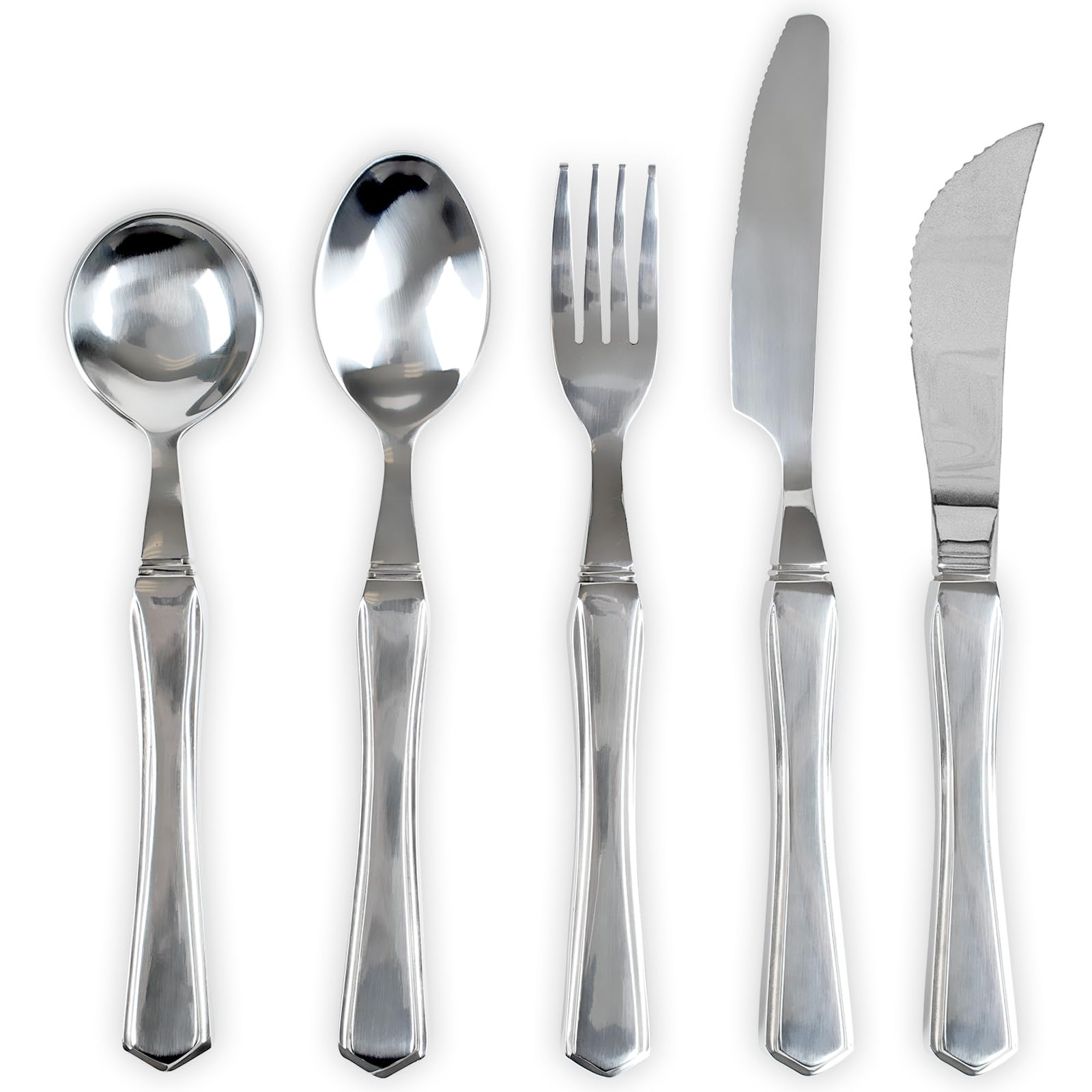 Vive Weighted Utensils (5 Piece) - Parkinson Spoon and Fork Set Plus Knife - Adaptive, Heavy 7 ounce Weight Stainless Steel Silverware for Hand Tremors, Adults, Elderly Patients
