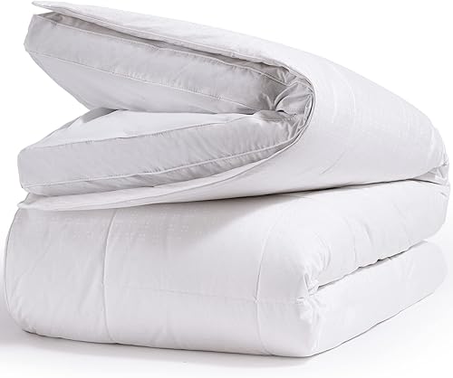 Allied Essentials - Cubrecolchón de plumas de ganso 100 algodón color blanco tamaño King