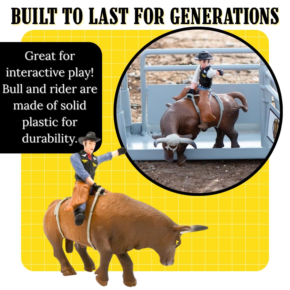 Little Buster Toys Bull Rider - Cowboy en un Brown Bucking Bull, escala 1/16