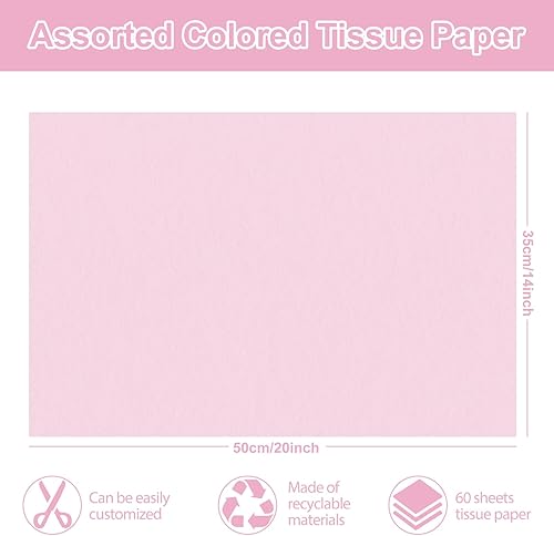 Miniatura 9 de Whaline 60 hojas de papel de seda pastel, 14 x 20 pulgadas, papel de regalo para manualidades, baby shower, cumpleaños, boda, suministros de fiesta