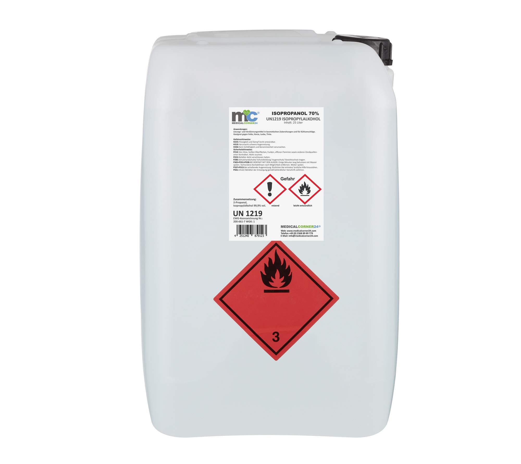 Medicalcorner24 Isopropanol 70% isopropylalkohol 25 litros Bidón