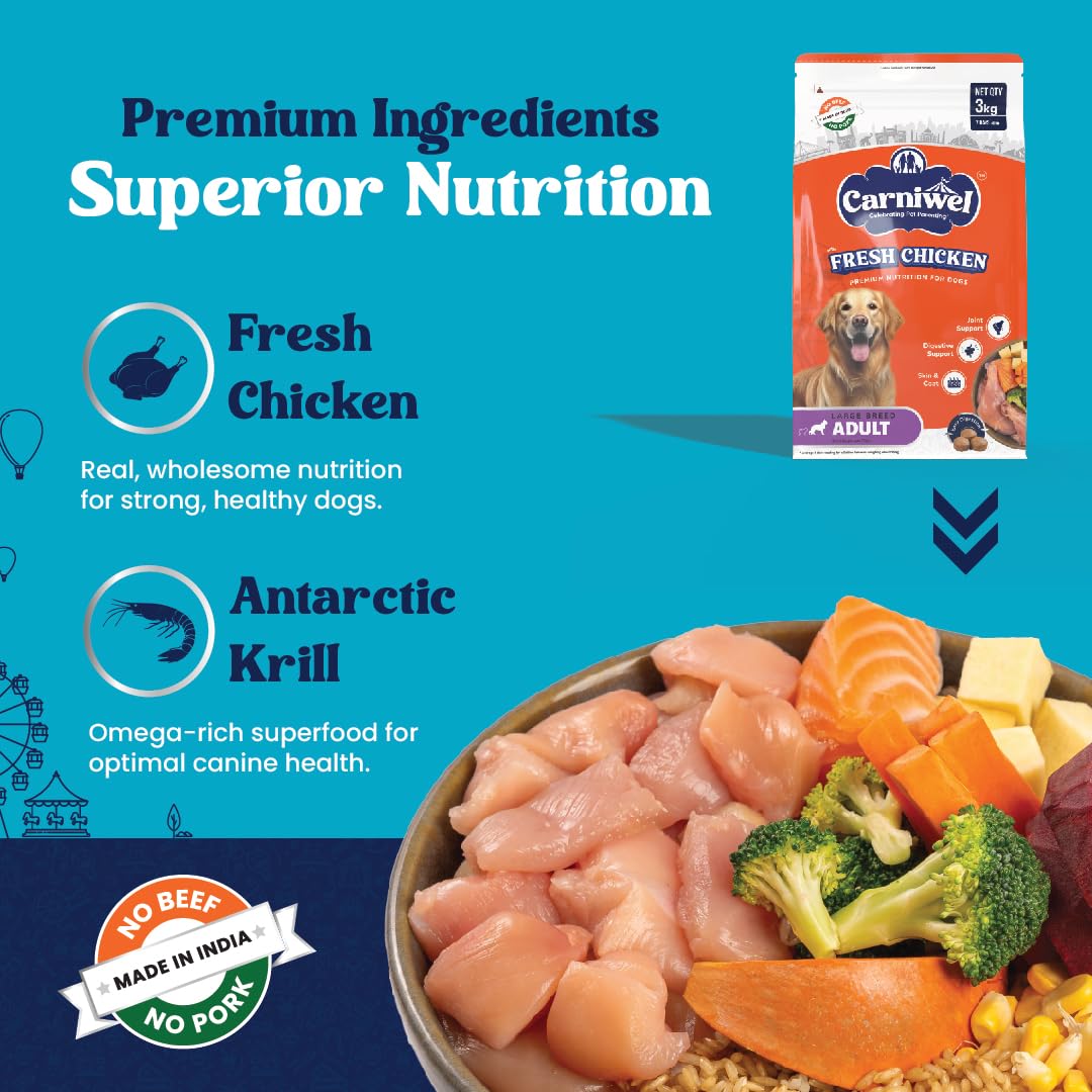 Carniwel Fresh Chicken Adult Dry Dog Food 3kg | Natural