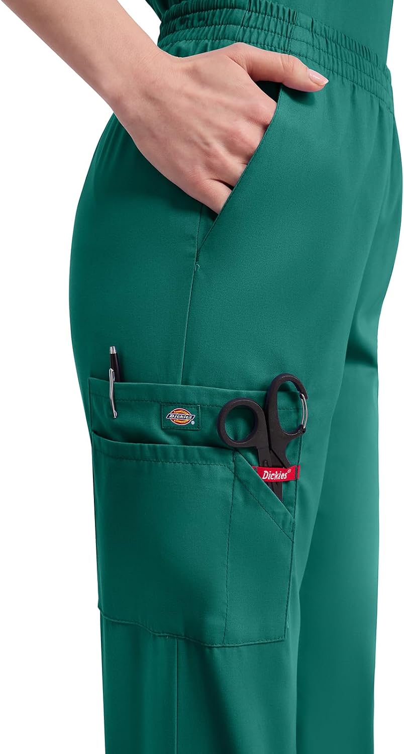 Dickies EDS Signature Scrubs for Women, Elastic Waist Pull-On Cargo Pants for Women in Soft Brushed Poplin - 86106