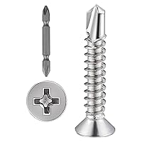 Vista 9 de (500 piezas) #8×5/8” para chapa metálica Tornillos autorroscantes de acero inoxidable 410 de cabeza plana de alta resistencia de perforación rápida