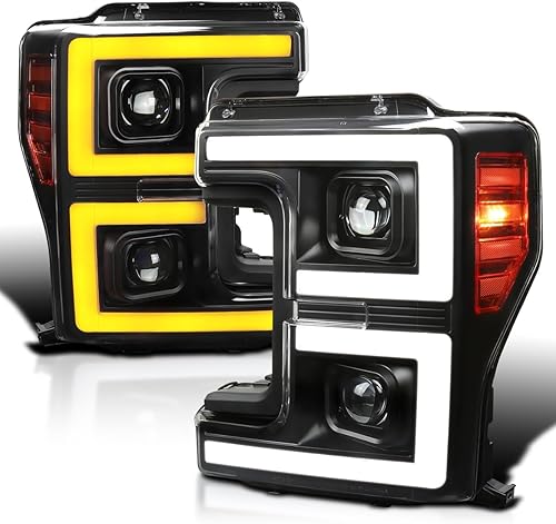 Miniatura 10 de SPEC-D TUNING Faros delanteros de proyector blanco ártico con interruptor secuencial LED compatible con Ford F250 F350 F450 2017-2019 Super Duty,