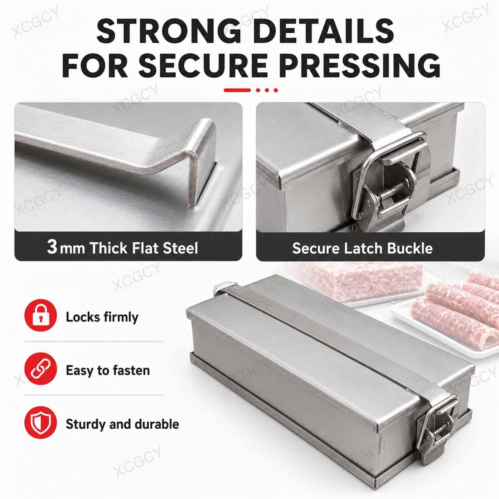 Stampo Rettangolare per Pressare La Carne, Strumento per Pressare La Carne per Prosciutti, Piastra 1,5/2,0mm, Scatola Apribile Inox 304 da 3mm, 201 Stainless Steel 20-10-6/1.5mm
