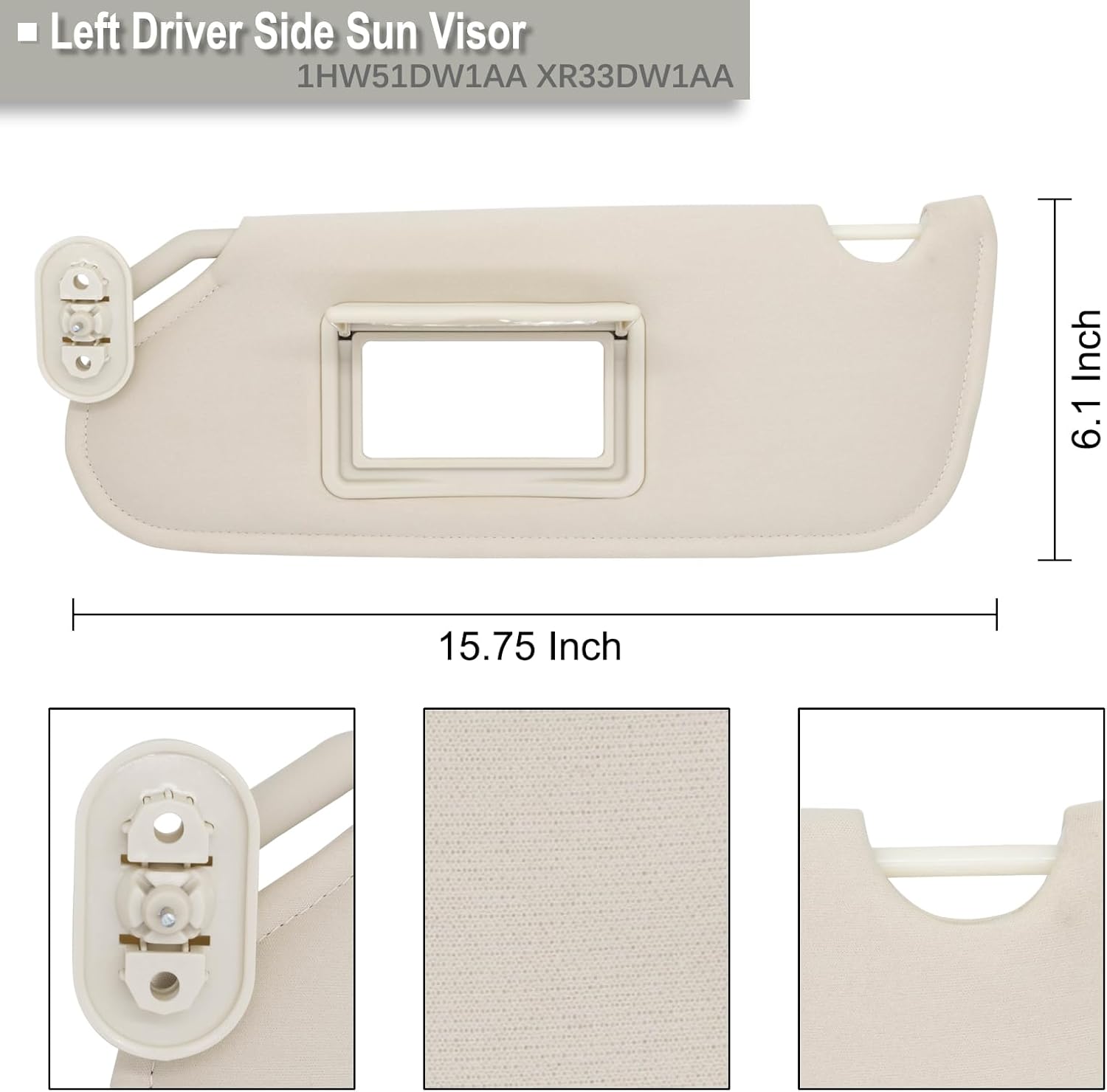 NHILES Driver & Passenger Side Sun Visor Replacement Compatible with Chrysler Sebring 2007 2008 2009 2010 Convertible Sunshade Number 1HW51DW1AA 1HW52DW1AA