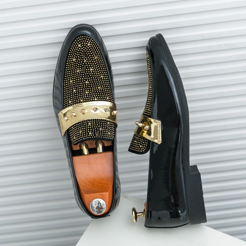 Luxury Leather Shoes Men Wedding Dress Shoes Designer Rivet Loafers Driving Shoes British Formal Oxford Men Handmade Casual Shoes for Party Shoes Flat Big Size 38-473