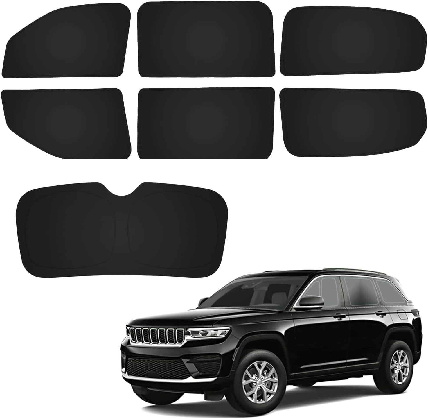 Bestview Rear ? Side Window Sun Shade for 2022-2025 Jeep Grend Cherokee, Custom Fit Window Sunshade Sun Visor Protector Block UV Rays Heat, Foldable 3 Layers 210T Material, Keep Your Car Cooler, 7 pcs 2022-2025 Jeep Grend Cherokee Rear Side SunShade