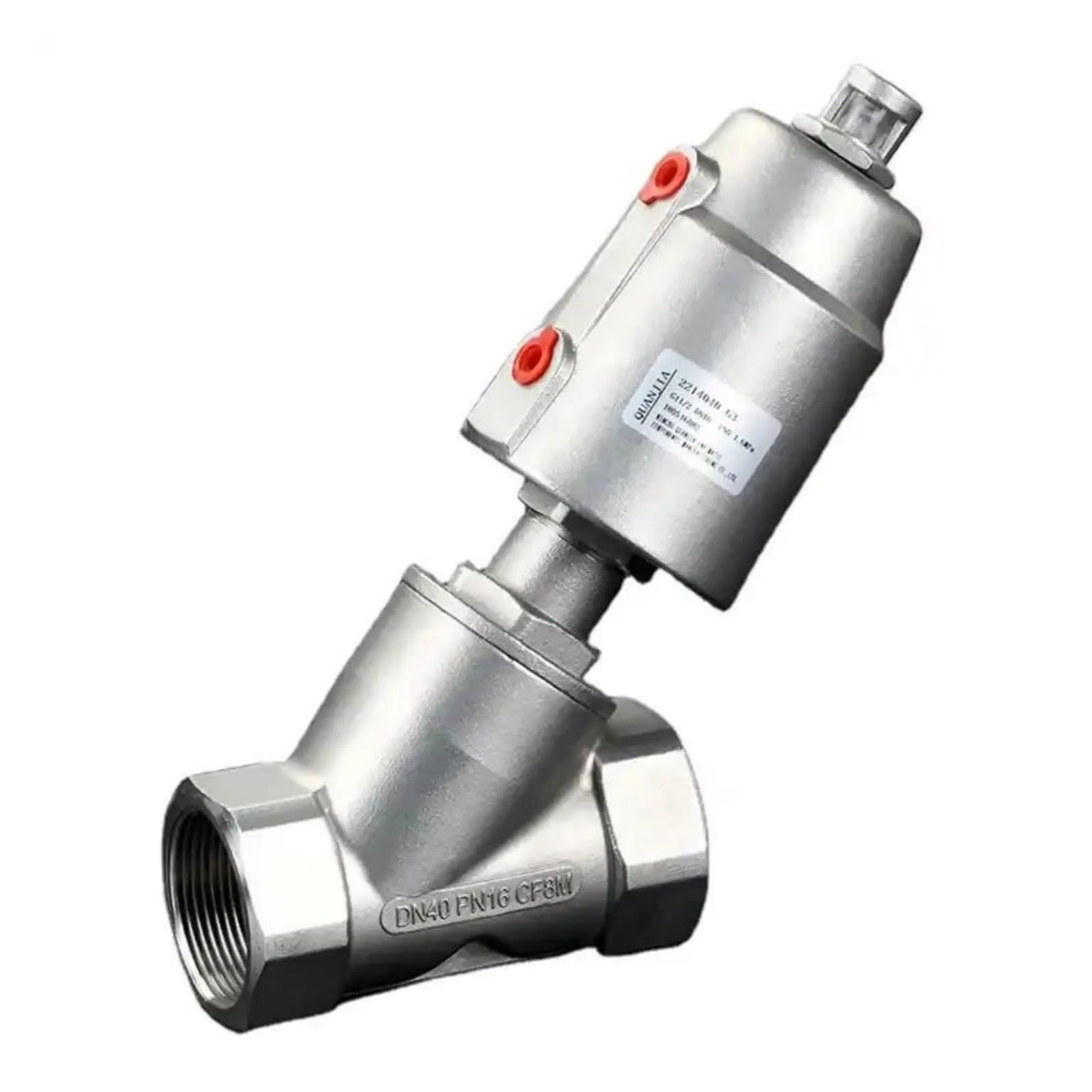 DN80 304 Stainless Steel Pneumatic Seat Valve 16bar for Steam Gas Oil Normally Closed Angle Seat Valve Pneumatic