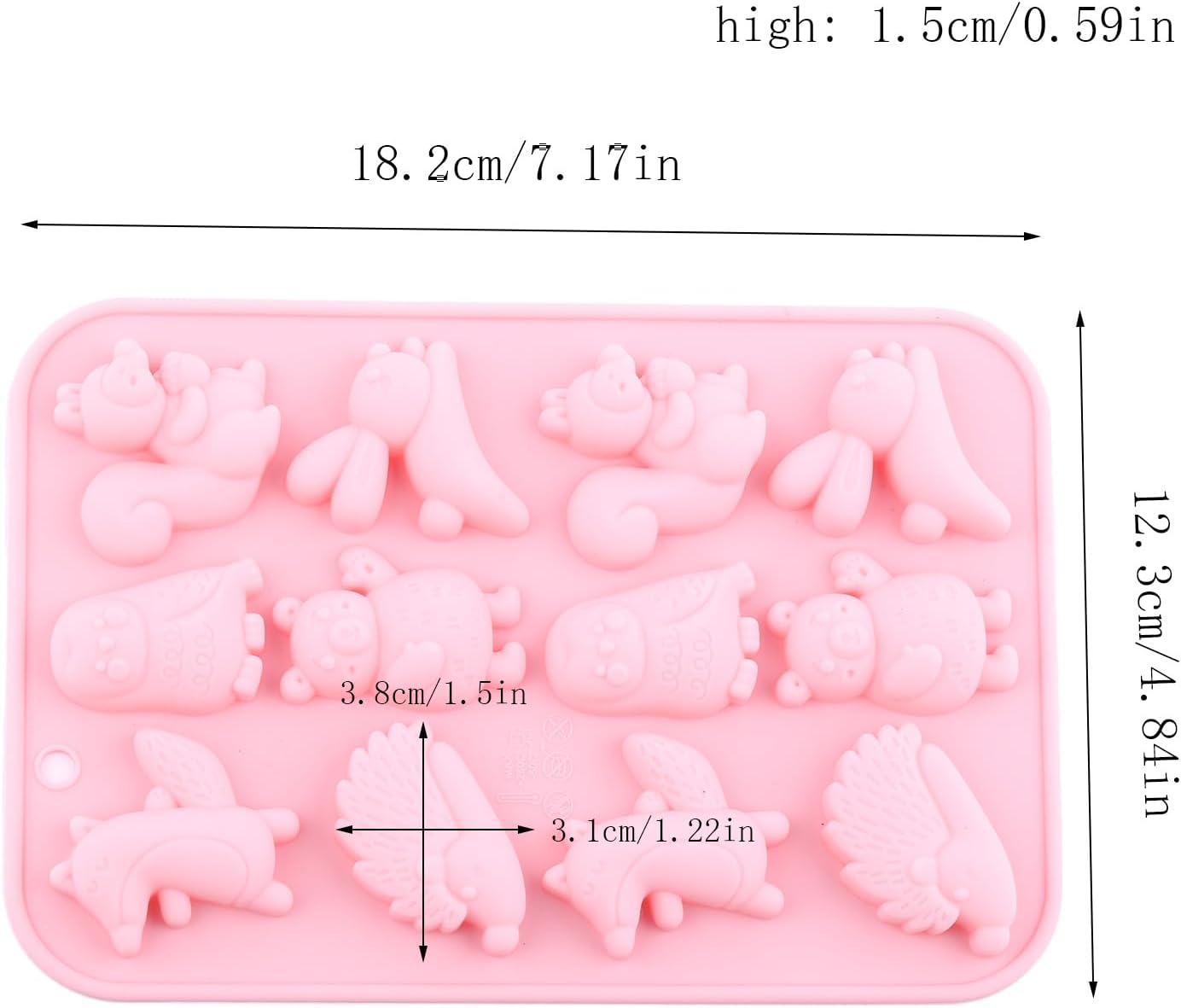 12 Cavity Animal Silicone Candy Molds