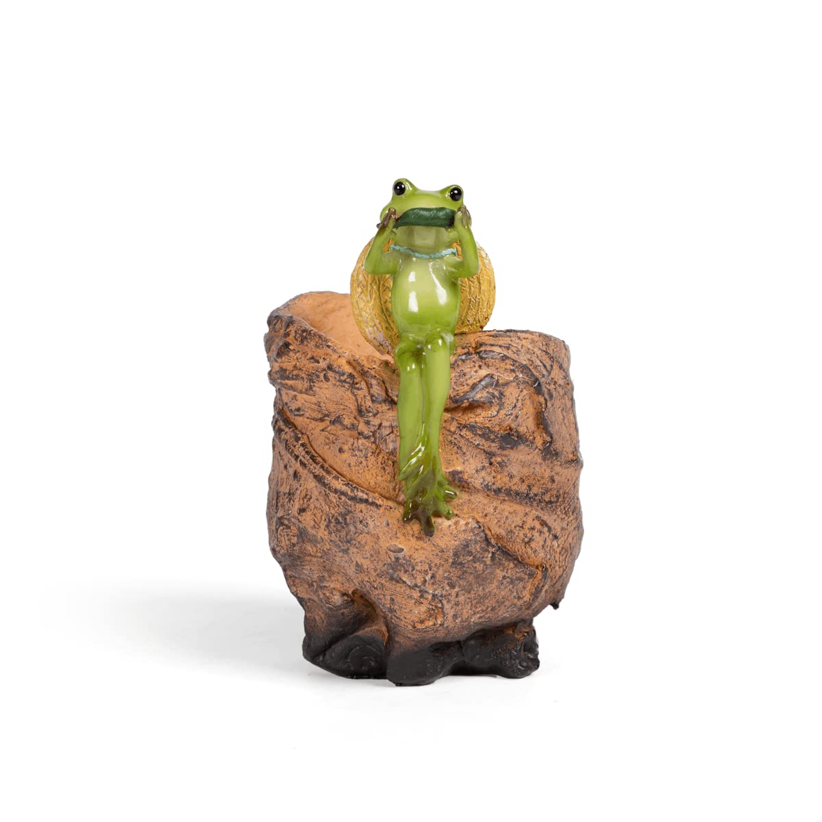 Home4U Porcelain & Polyresin Trevor The Frog Mini Object Figurine (Small_Green & Brown) Pack of 1