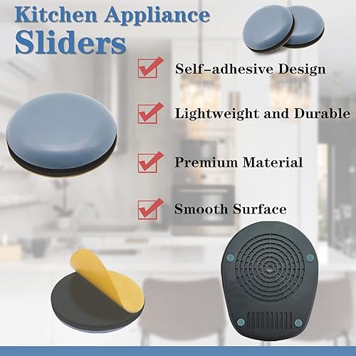 Miniatura 6 de ELEMGULY - Deslizadores para electrodomésticos de cocina, paquete de 16 unidades de bricolaje con adhesivo mágico, bandeja deslizante para la