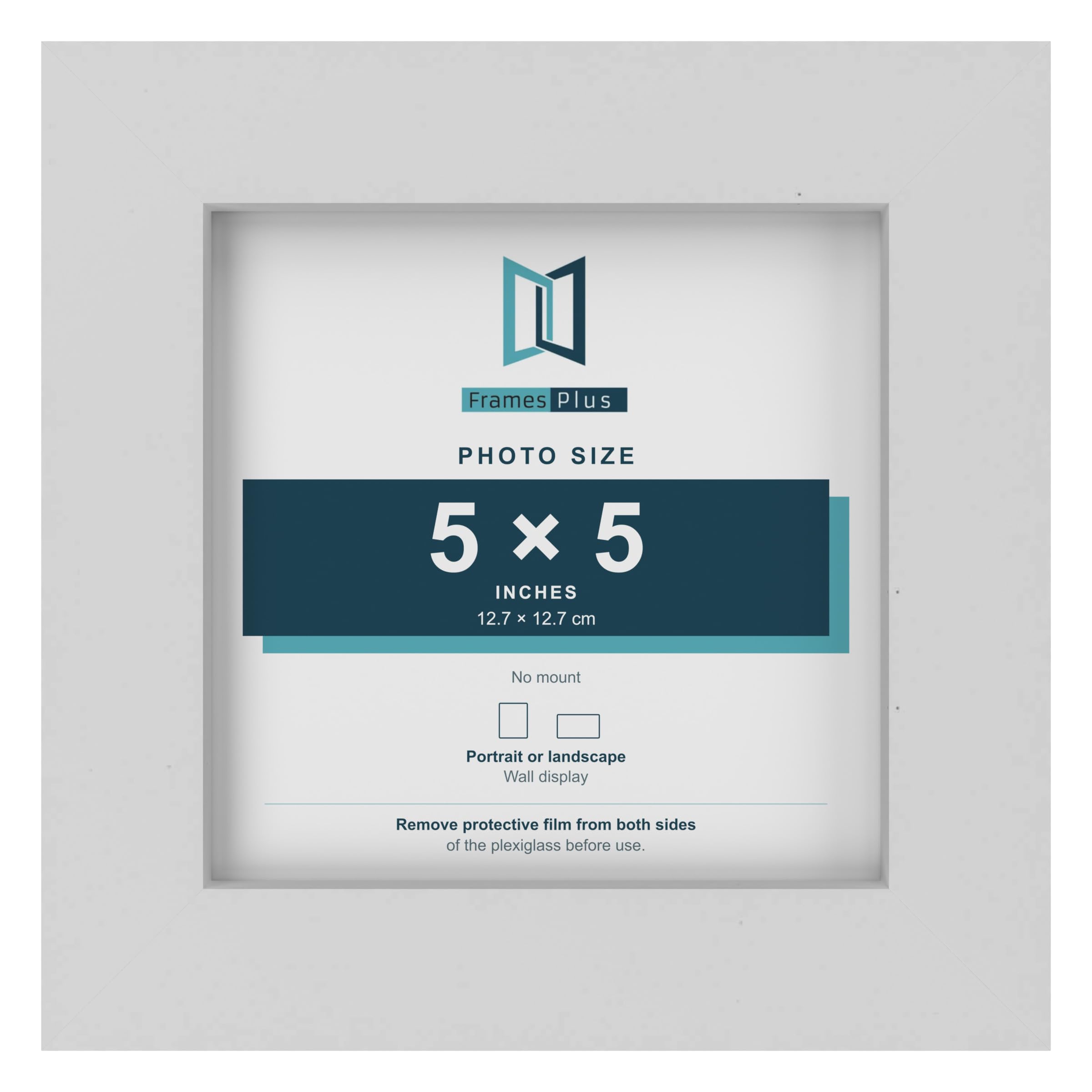 FramesPlus 5x5 Inch Square Picture Frame, White, Modern Photo Frame — image 1
