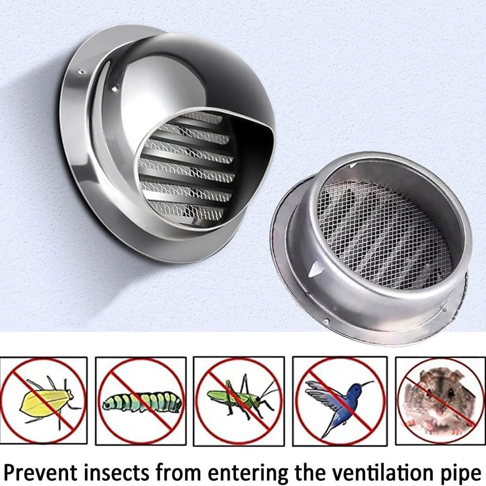 Wall Vent Outlet 6" 7" 7.5" 8" Air Ventilation Outlet Hood Stainless Steel Vent Cap Prevent Headwinds and Rain Air Soffit Vents