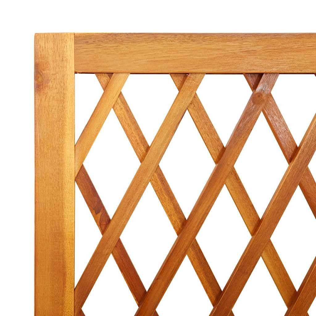 Donica z trejażem i półką 100x32x185 cm lite drewno akacjowe skrzynia ogrodowa na rośliny pnące stabilna i trwała do ogrodu patio taras z drenażem