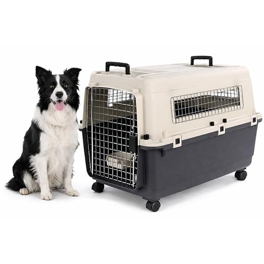 Flamingo Fomad Car Dog Transport Box Dark Grey L 57 x 80 x 59.5 cm Robust Plastic Metal Door Safety Lock 2 Carry Handles