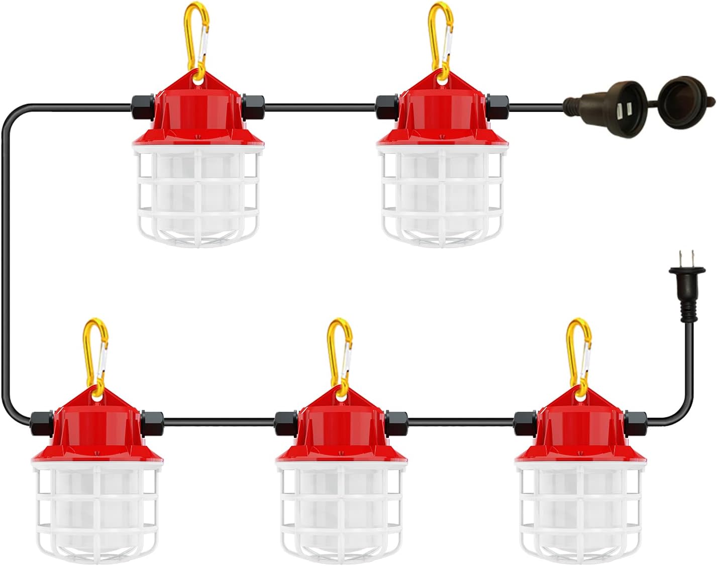 50FT LED Construction String Lights 75w 7500lm Super Bright Industrial