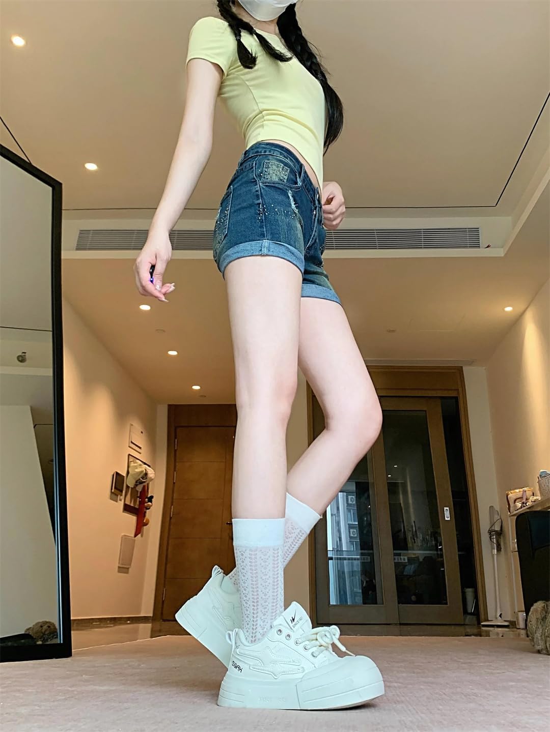 Women's Summer Diamond Hole Vintage Ripped Denim Shorts
