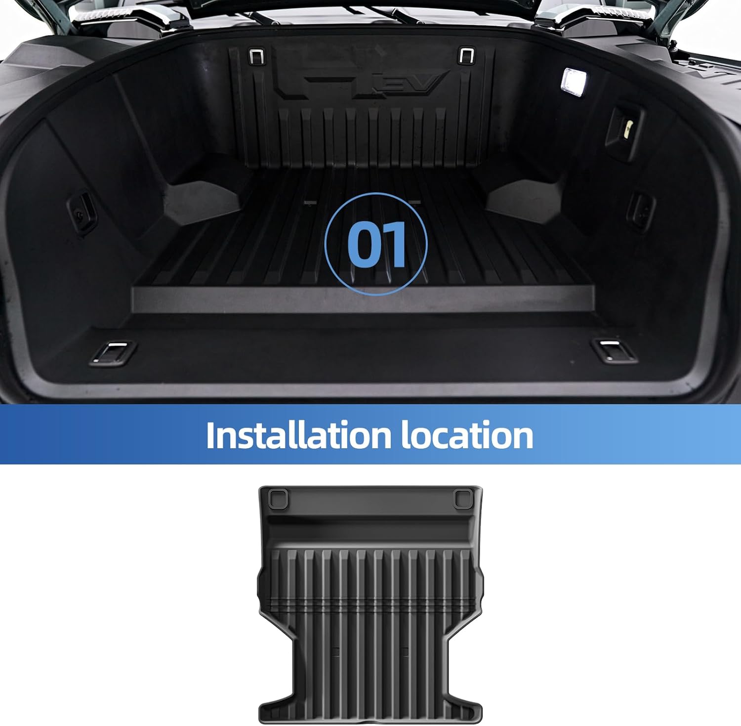 SMABEE Front Cargo Liner & Floor Mats for GMC Hummer EV SUV 2026 2025 2024 2023 (Not for Pickup) All Weather TPE Front Cargo Trunk Mat Protection Pad Interior Accessories Black