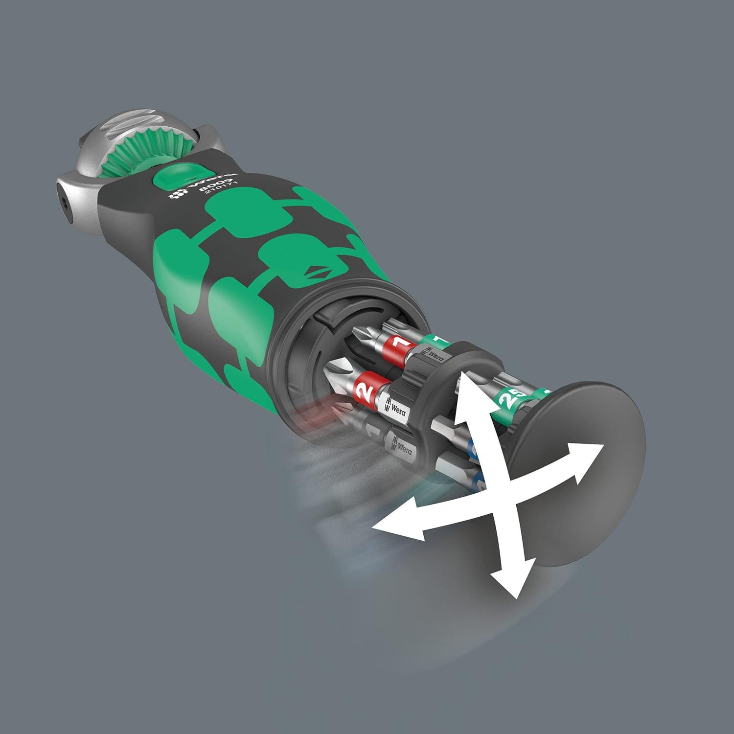 Wera 05004282001 8009 Zyklop Pocket Set Imperial 1, Ratchet Set, 13 Pieces, Black Green