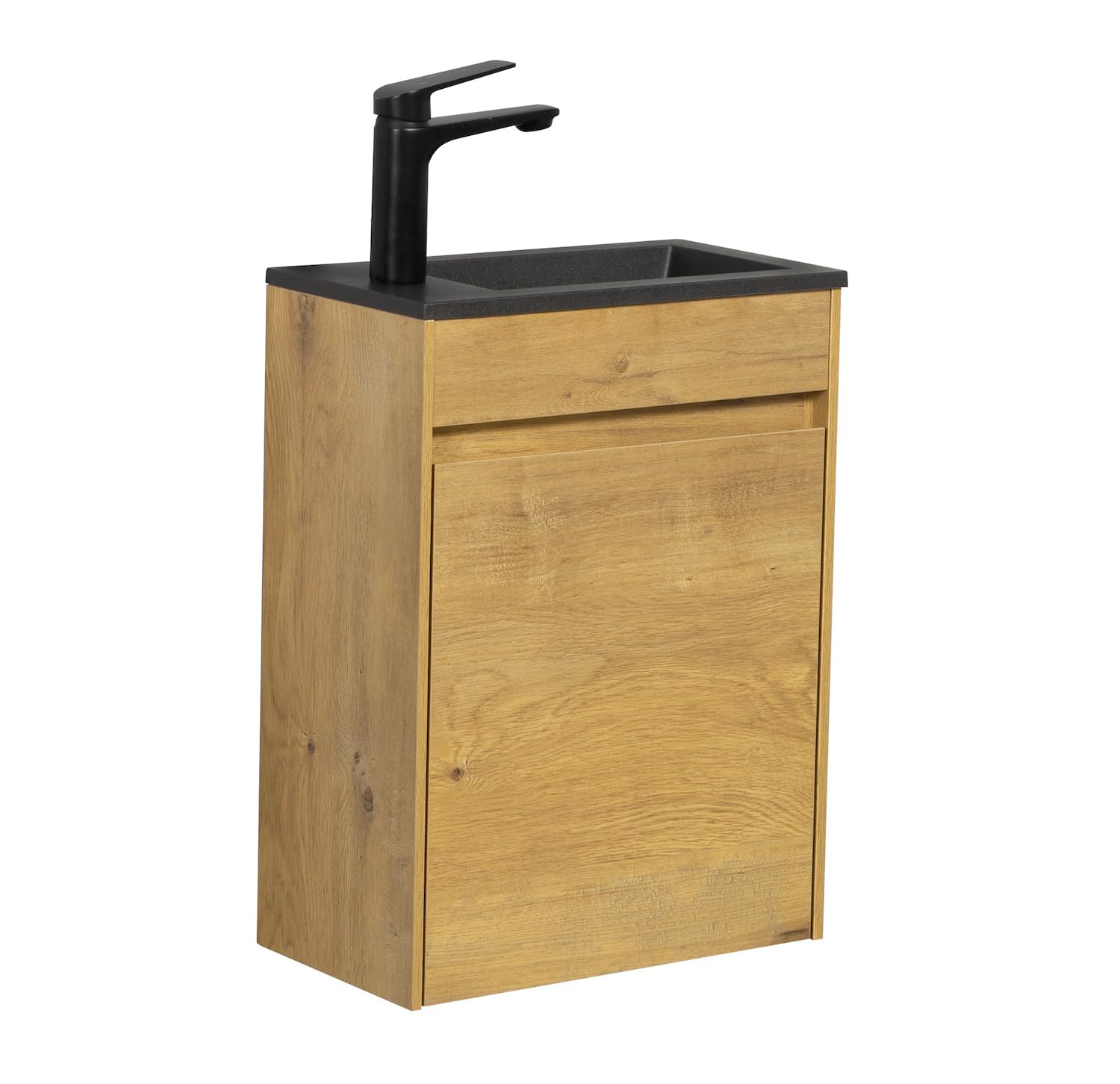 Badplaats B.V. Meuble de Salle de Bain Sinta 40 x 22 cm Chene lavabo Noir - Armoire de Rangement Meuble lavabo evier Meubles