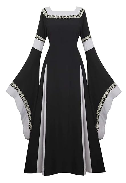 Vestido Medieval Renacimiento Mujer Vintage Victoriano gotico con Manga Larga de Llamarada Disfraz Princesa…