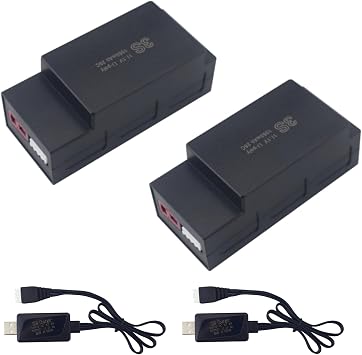 sea jump 2PCS 11.1V 1050mAh 25C 3S Lipo Battery with T Plug and USB Charging Cable Suitable for MJX H16 H16P H16E H16GT H16BM H16PL 14301 RC Car High-Speed Drift Model Car Upgrade Battery