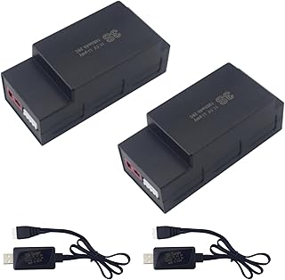 sea jump 2PCS 11.1V 1050mAh 25C 3S Lipo Battery with T Plug and USB Charging Cable Suitable for MJX H16 H16P H16E H16GT H16BM H16PL 14301 RC Car High-Speed Drift Model Car Upgrade Battery