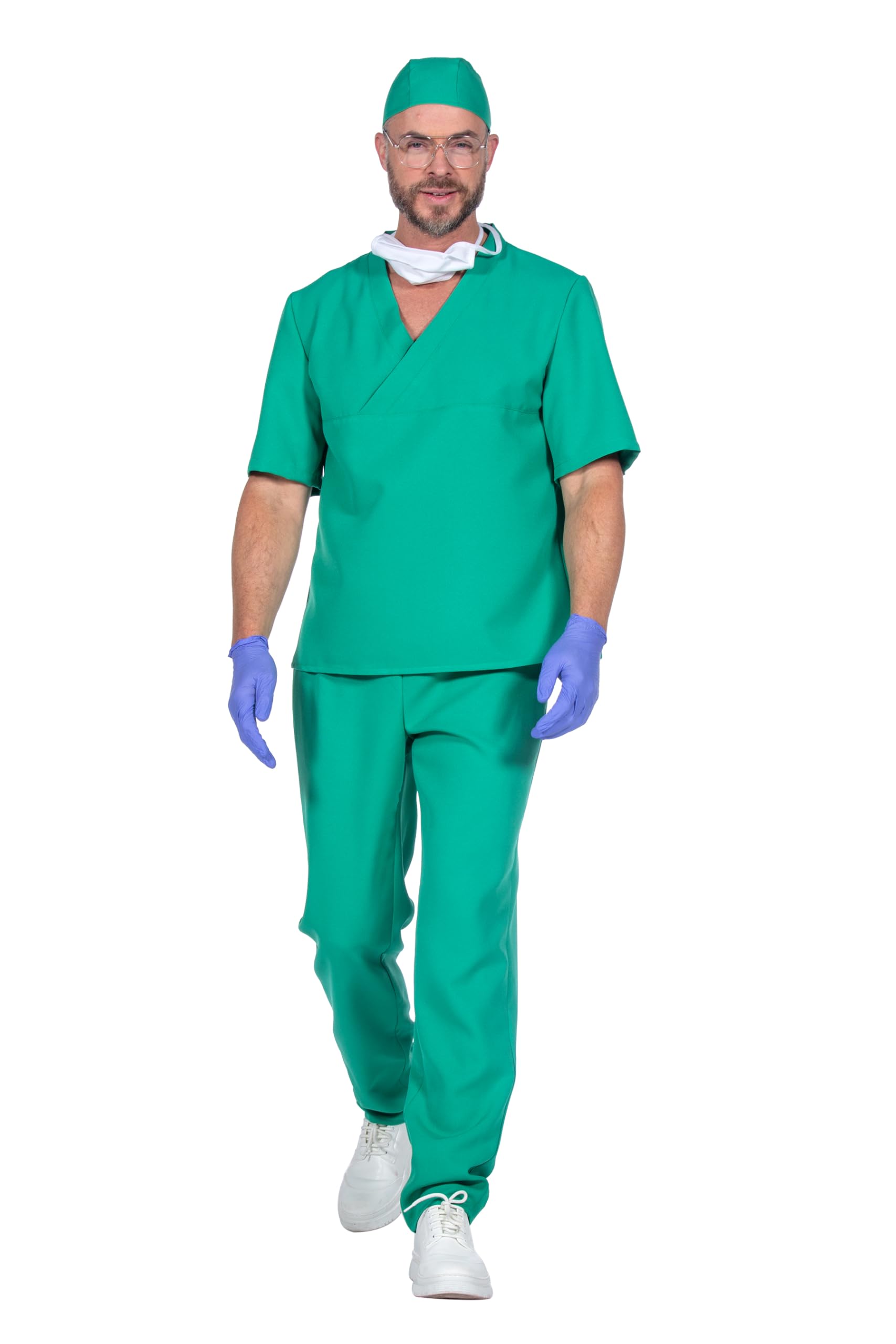 WILBERS & WILBERS 5457 - Kostüm Chirurg für Herren, vierteilig, OP Kleidung, Arzt, Erwachsenenkostüm für Karneval