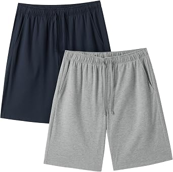 LAPASA Mens Pajama Shorts 2 Pack Super Soft Knit Sleepwear Lounge Pants PJ with Drawstring and Pockets Lightweight M93