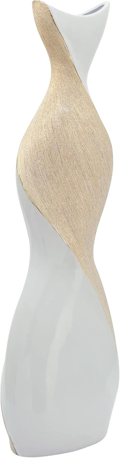 Elegant Twisted Ceramic Vase for Living Room and Home Decor Accent - Ideal for House Decor and Table Displays - Decorative Flower Vase for Entryway, Bedroom, or Office Desk - 24", Gold & Metallic