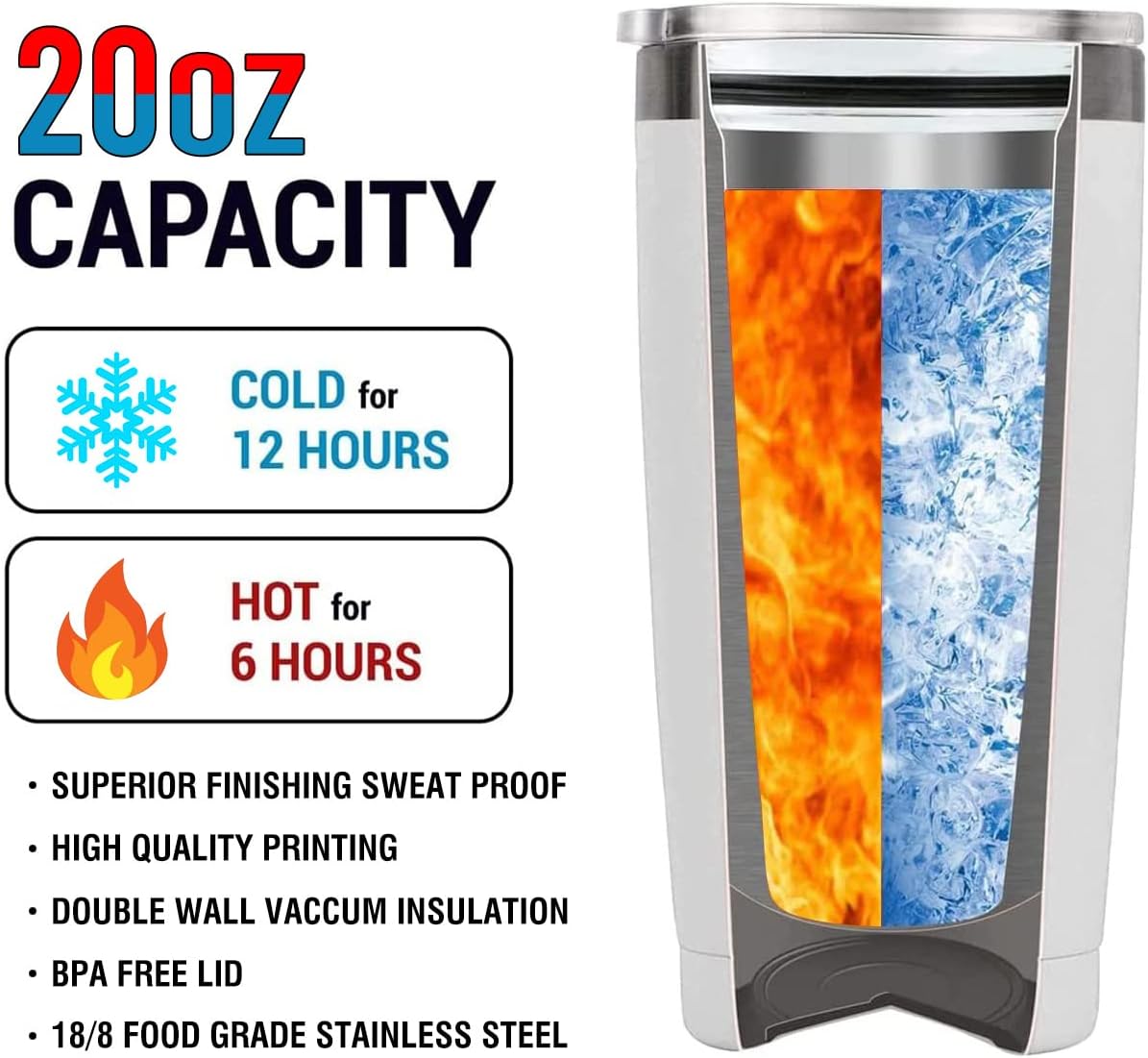 Horror Tumbler 20oz Insulated Steel Cup with Lid BPA Free, Travel Mug | Dark Horror Design | Gift Winter Christmas, Halloween for Movie Fans | 2025 Gift Idea