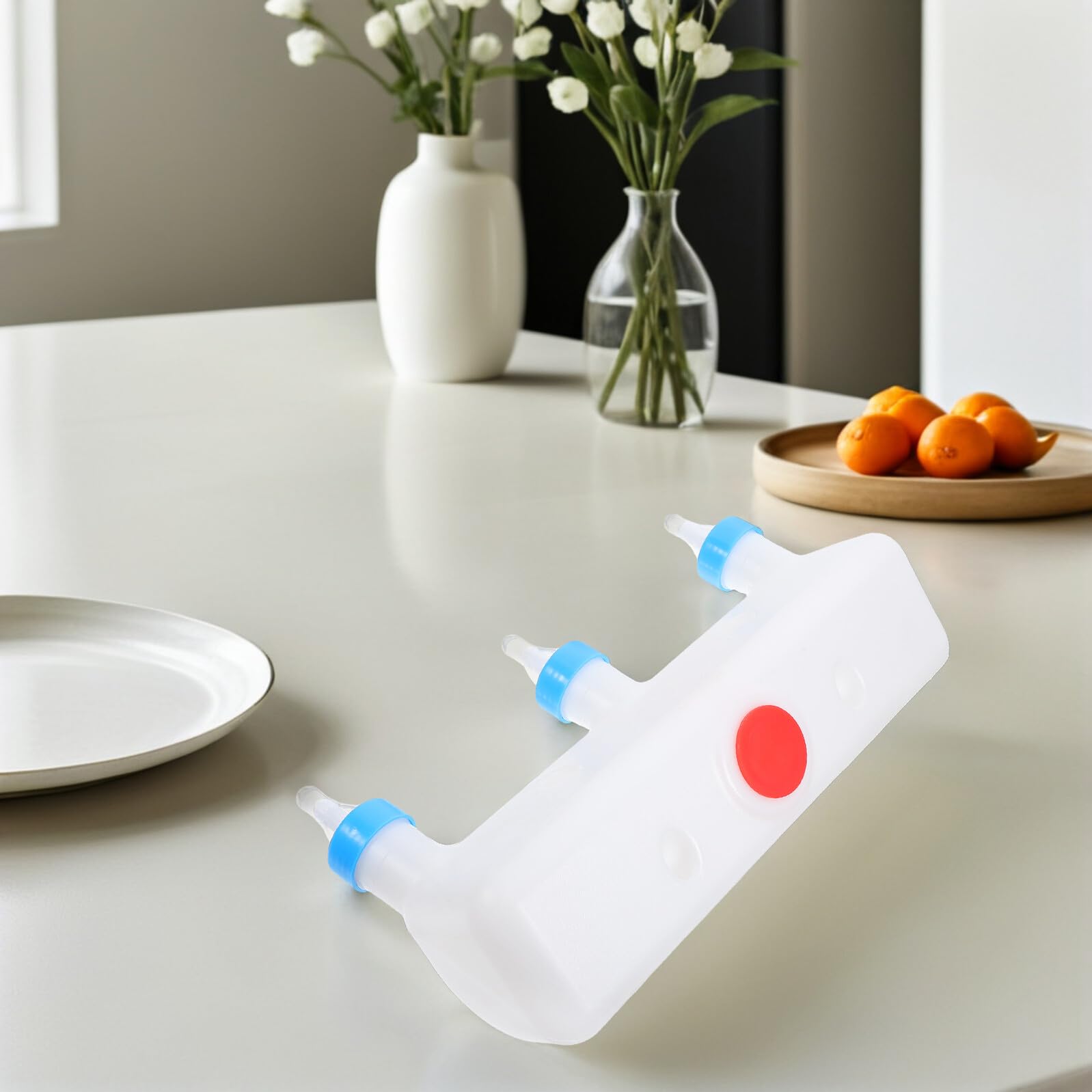Mangiatoia per Animali da Allevamento 3 Capezzoli, 3L, in Plastica, Riduce Lavoro Manuale, per Capre e Agnelli